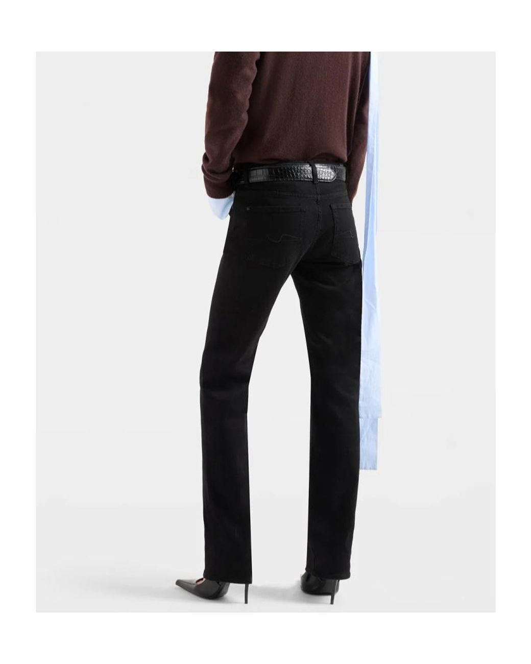 7 For All Mankind Black The Slim Straight-Leg Jeans