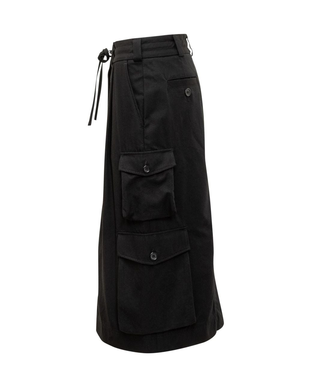 Dolce & Gabbana Black Drawstring Midi Cargo Skirt