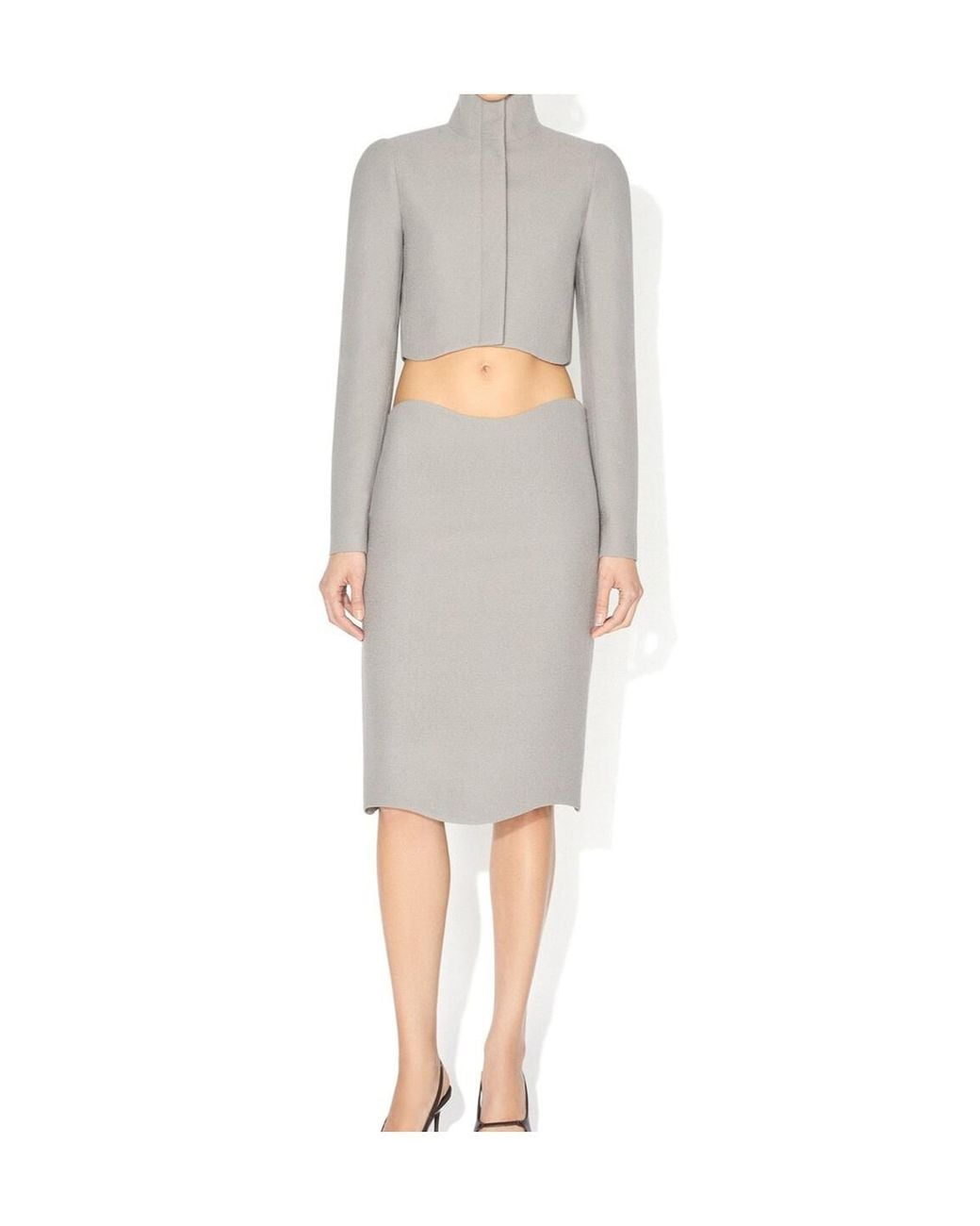 Alaïa Gray Wool Crepe Tailored Jacket