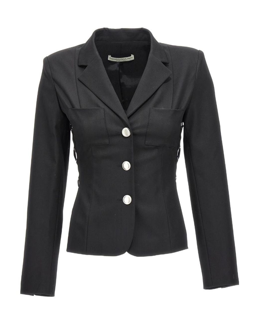 Alessandra Rich Black Single Breast Lace-Up Blazer Jacket