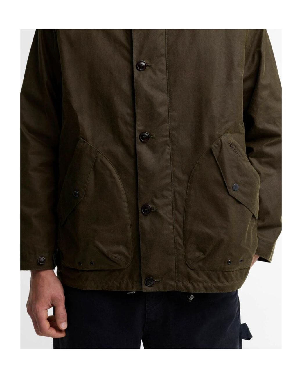 Barbour Brown Hooded Button-Fastening Waxed Coat for men