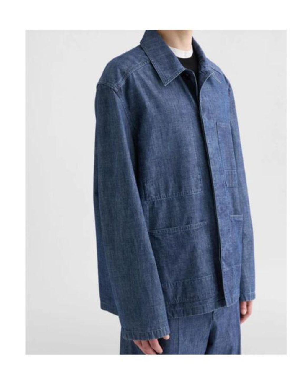 Jil Sander Blue Chambray Pocket Detail Shirt Jacket for men