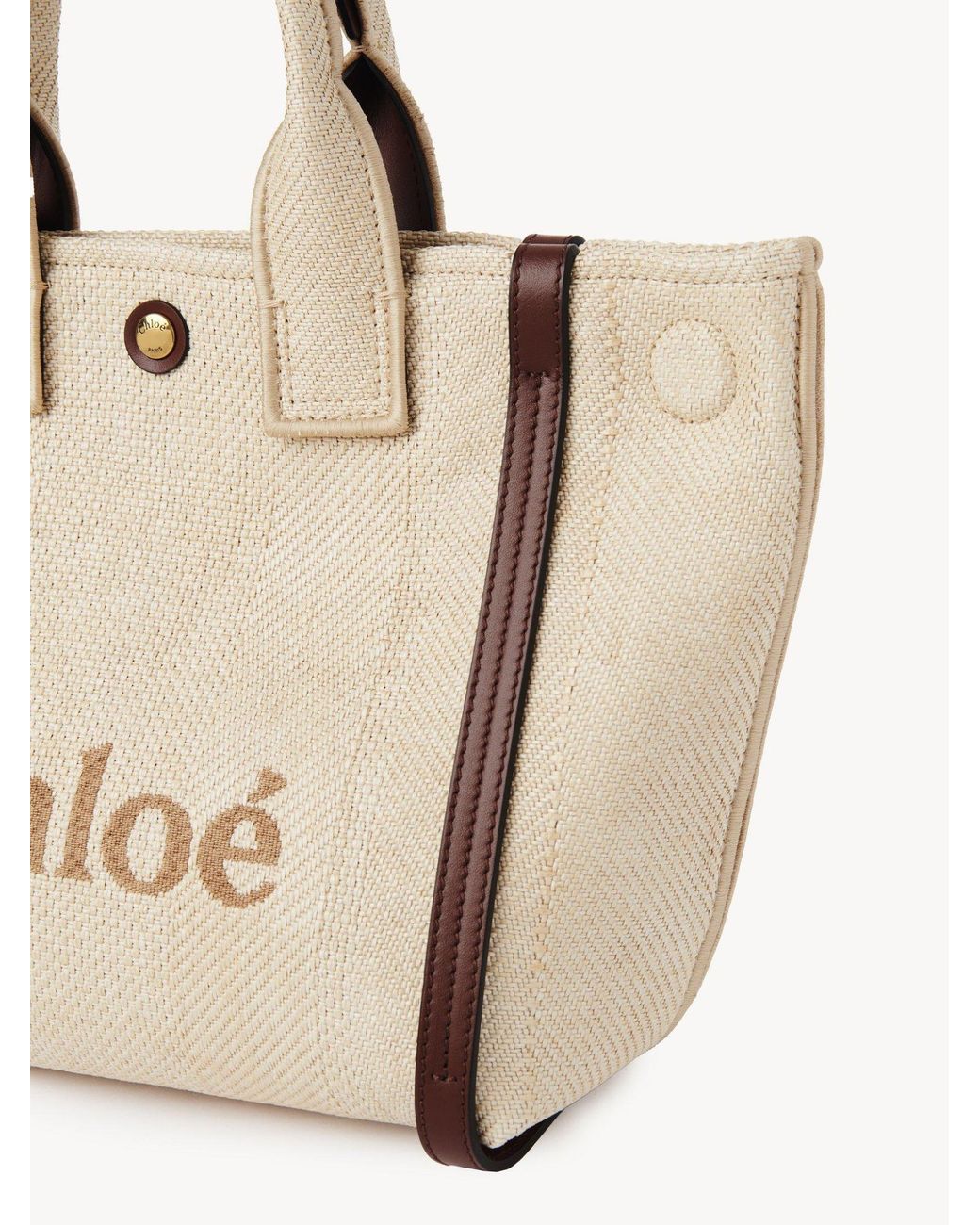 Chloé Natural Chloé Logo Detailed Top Handle Bag