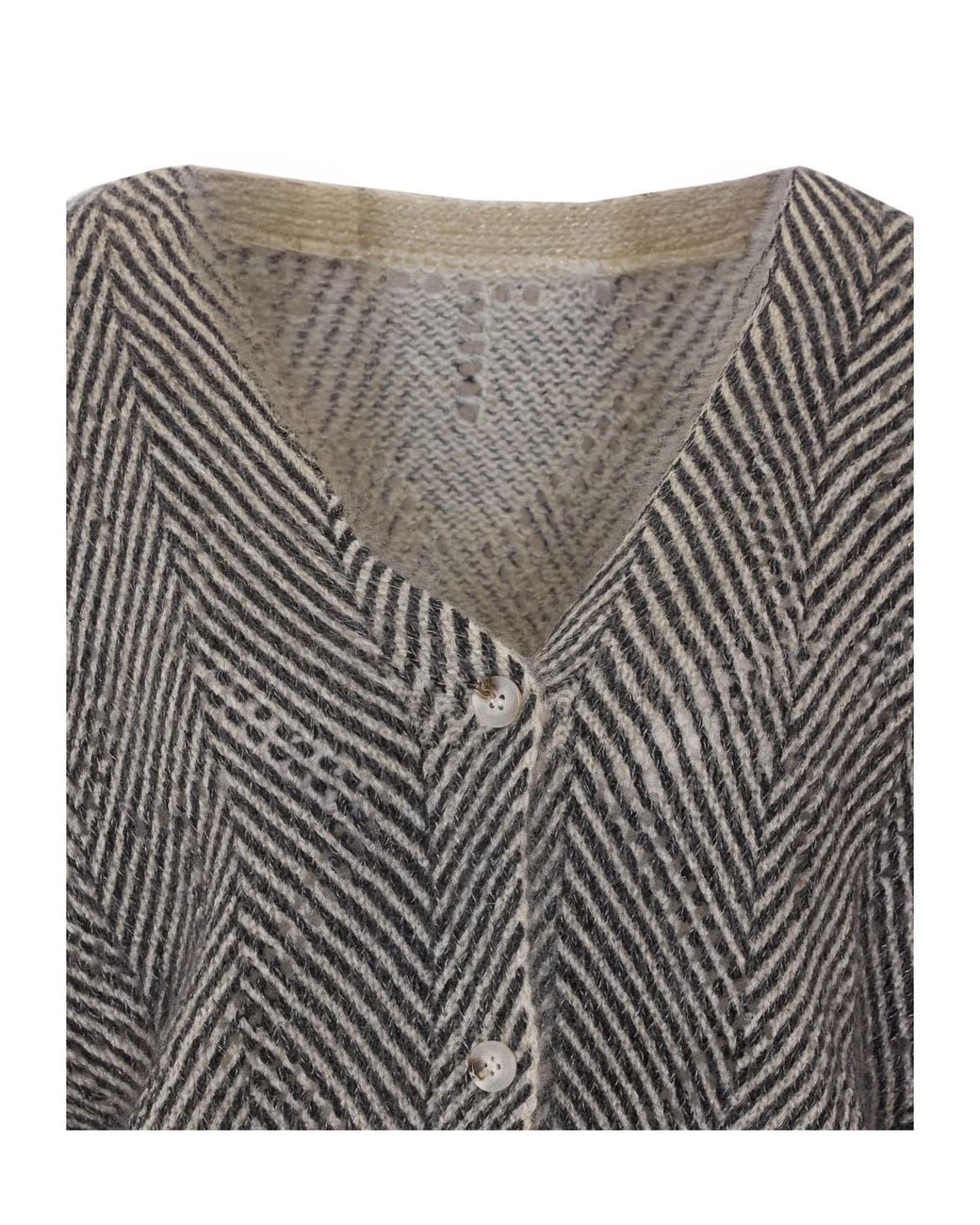 Twinset Gray Cropped Balloon-Sleeve Cardigan