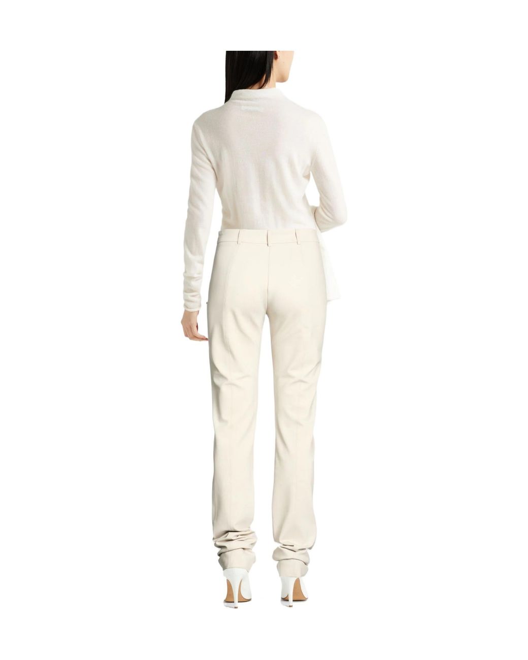 Sportmax White Solid Simple Straight-Leg Pants