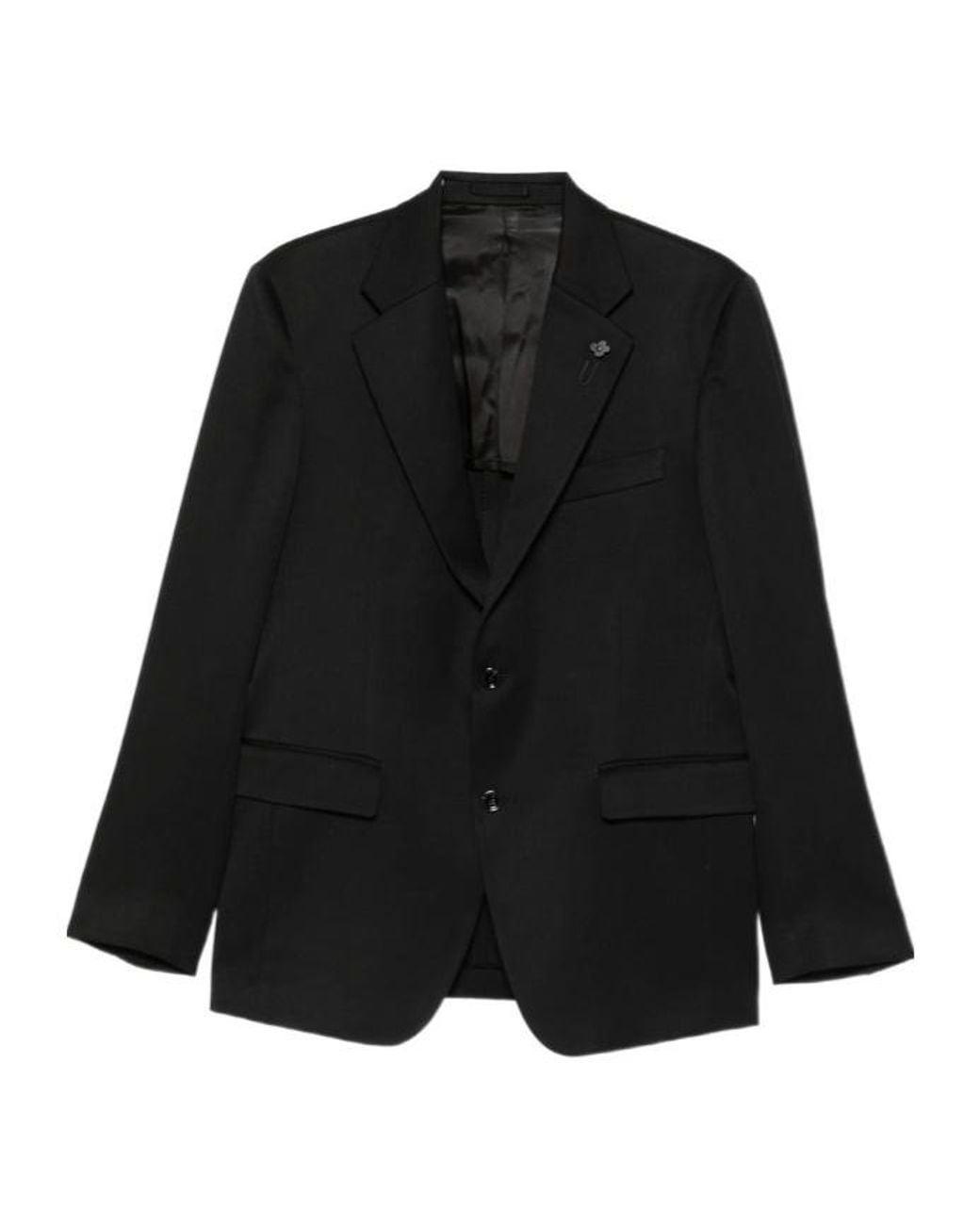 Lardini Black Single-Breasted Notched-Lapels Blazer for men