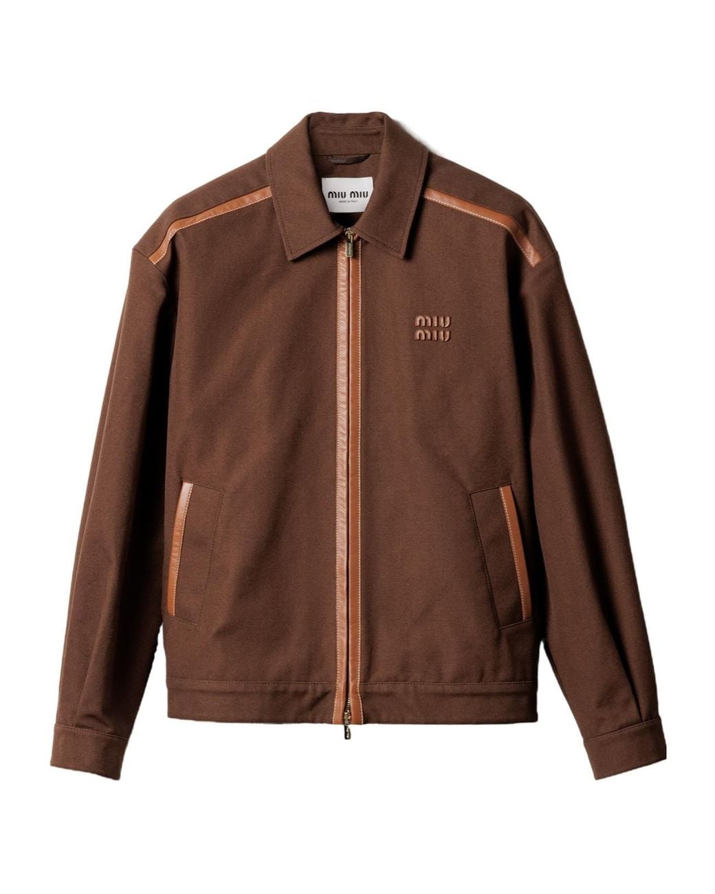 Miu Miu Brown Contrast Trim Zip Jacket