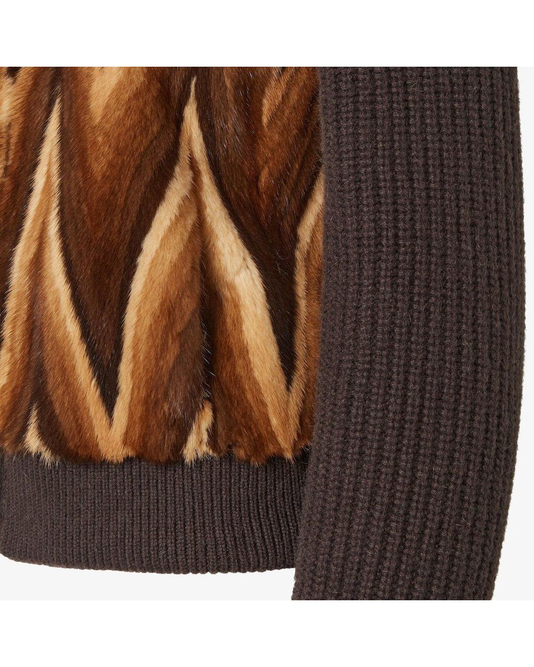 Fendi Brown Chevron Mink And Cashmere Bomber Jacket