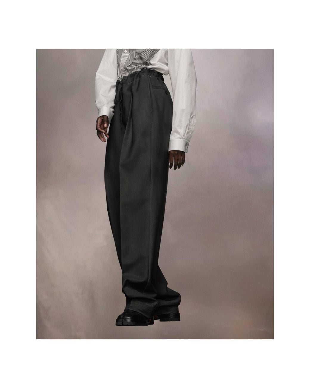 Maison Margiela Black Drawstring Straight-Leg Trousers