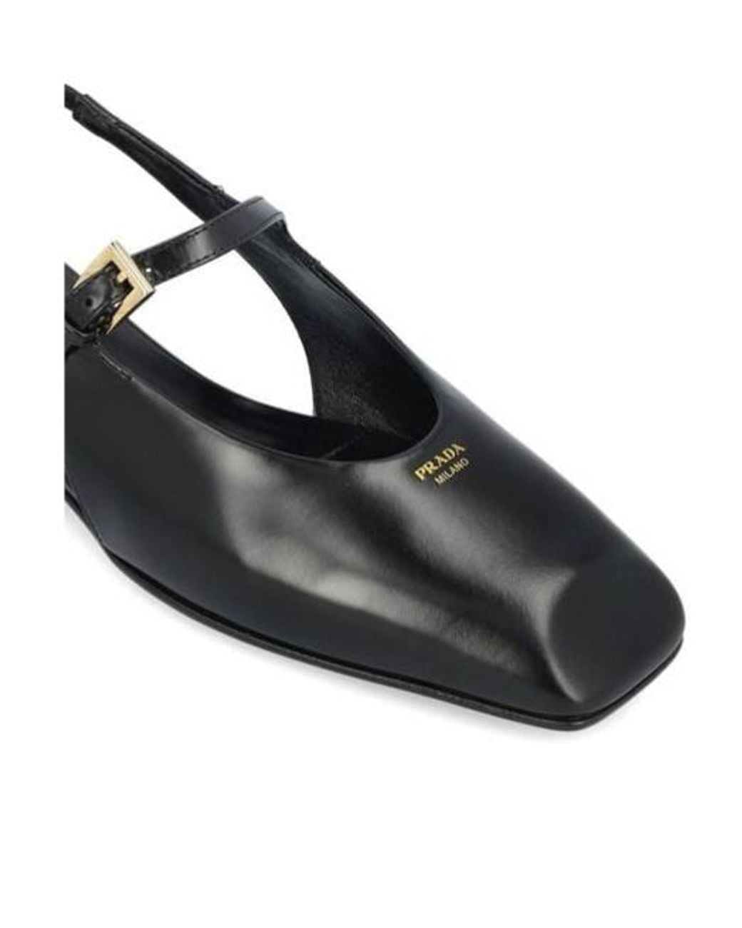 Prada Black Leather Slingback Ballet Flats