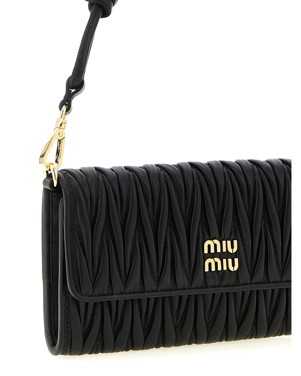 Miu Miu Black Matelassé Nappa Leather Wallet