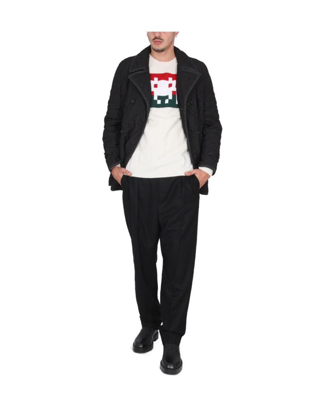 Comme des Garçons White Comme Des Garçons Shirt Graphic Jacquard Crewneck Jumper for men
