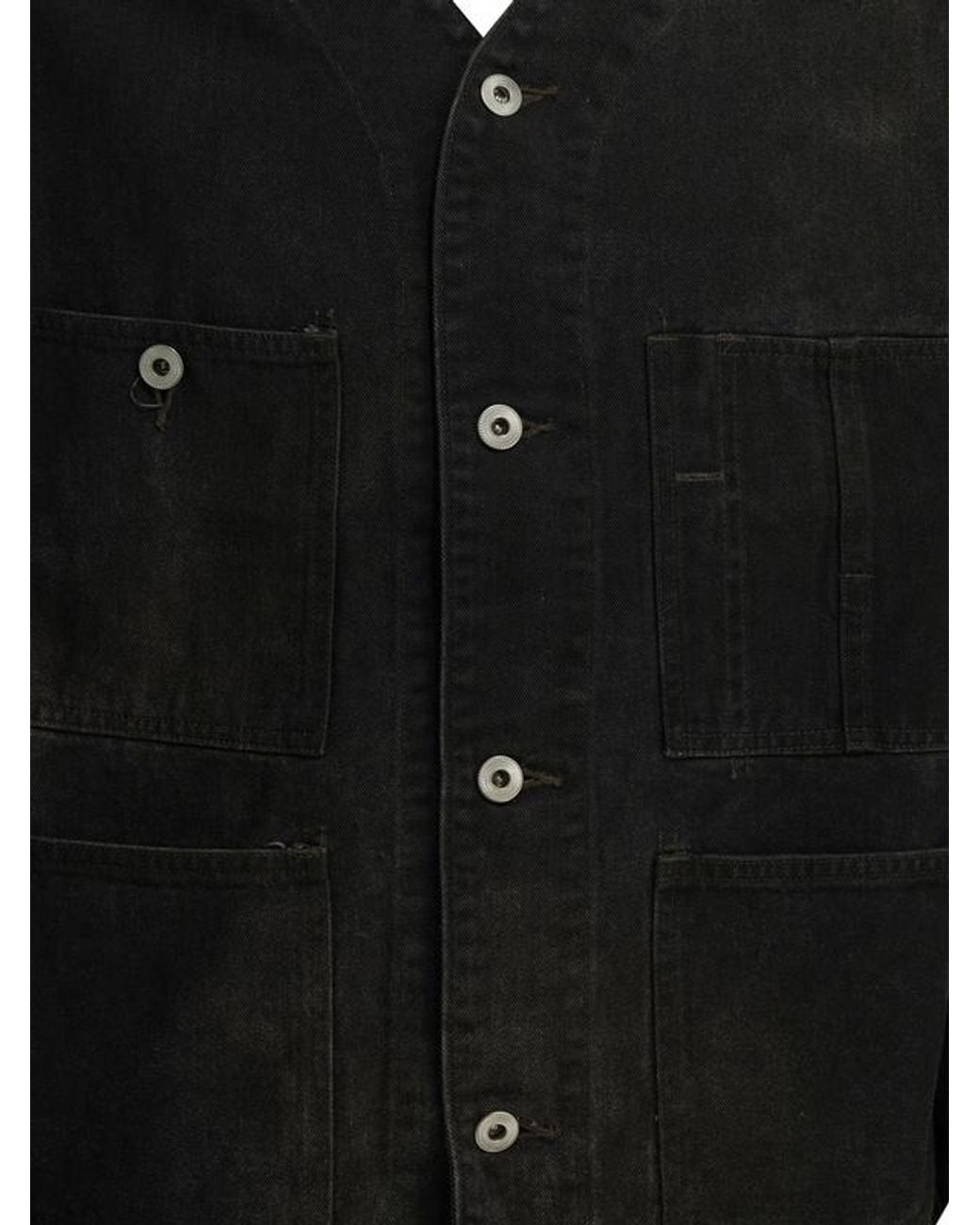 A.PRESSE Black Engineer Boxy Denim Jacket for men