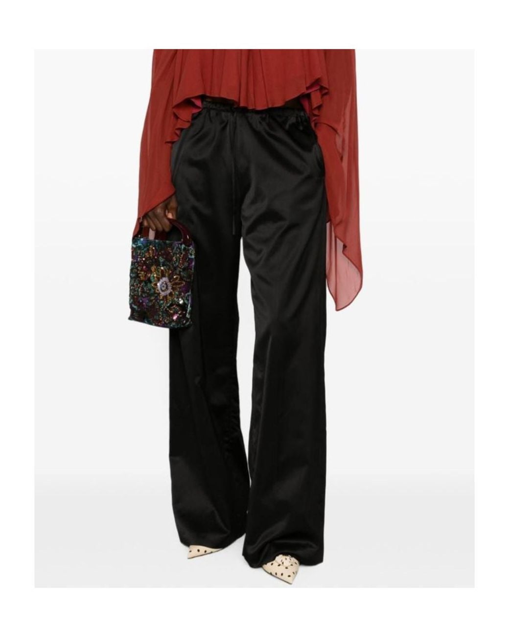 Dries Van Noten Black Elastic-Waist Casual Trousers