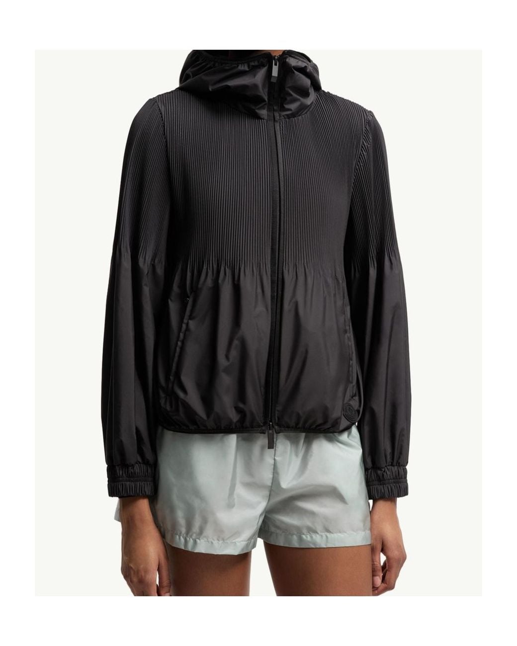 Moncler Gray Anemone Pleated Hooded Jacket