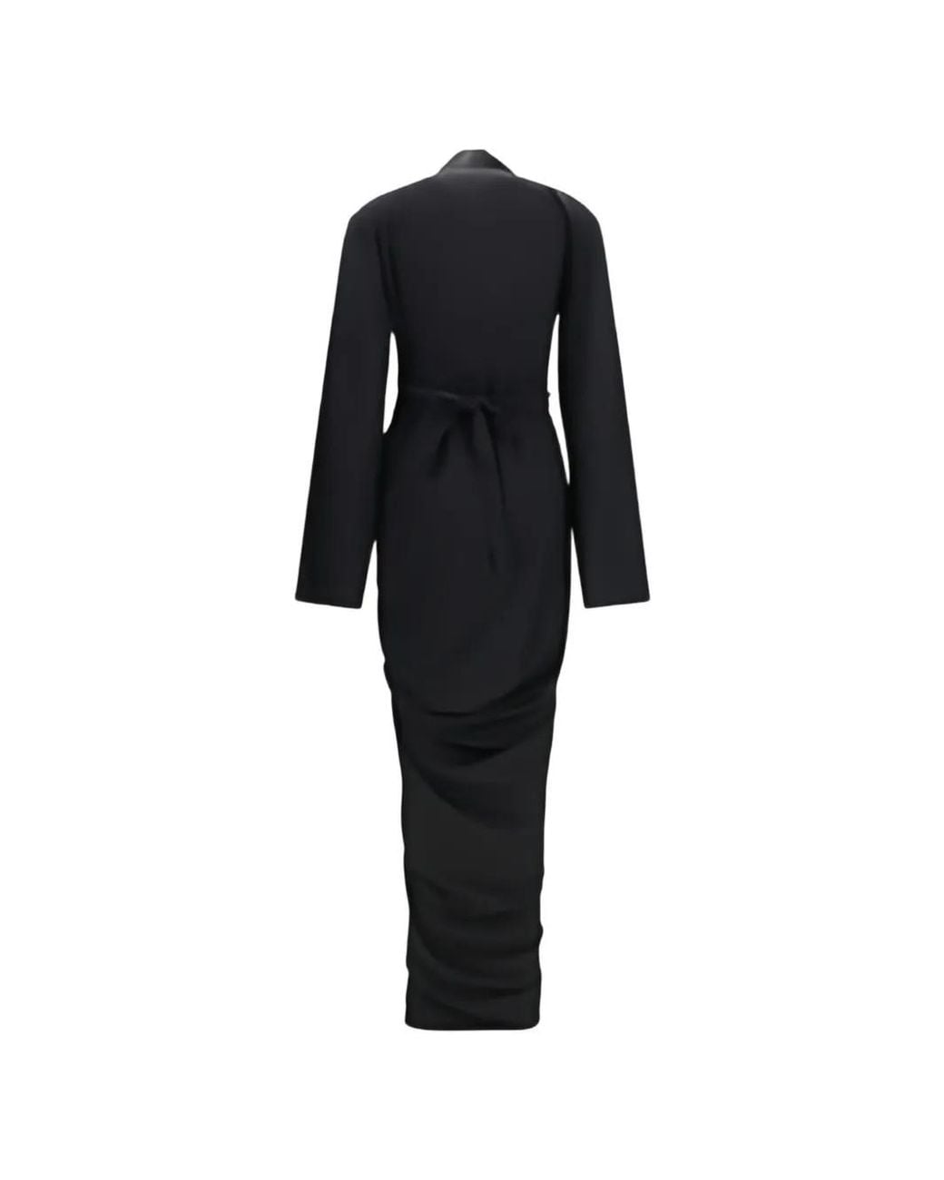 Rick Owens Black Wrap Draped Long Dress