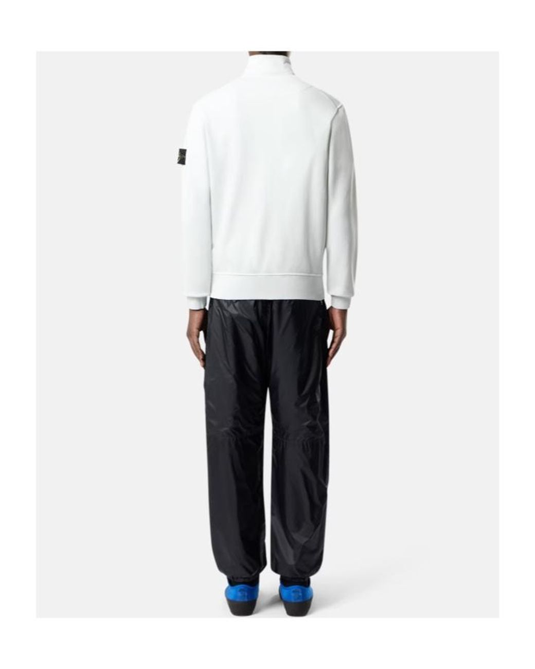 Stone Island White Zip-Up Logo-Patch Sweatshirt for men