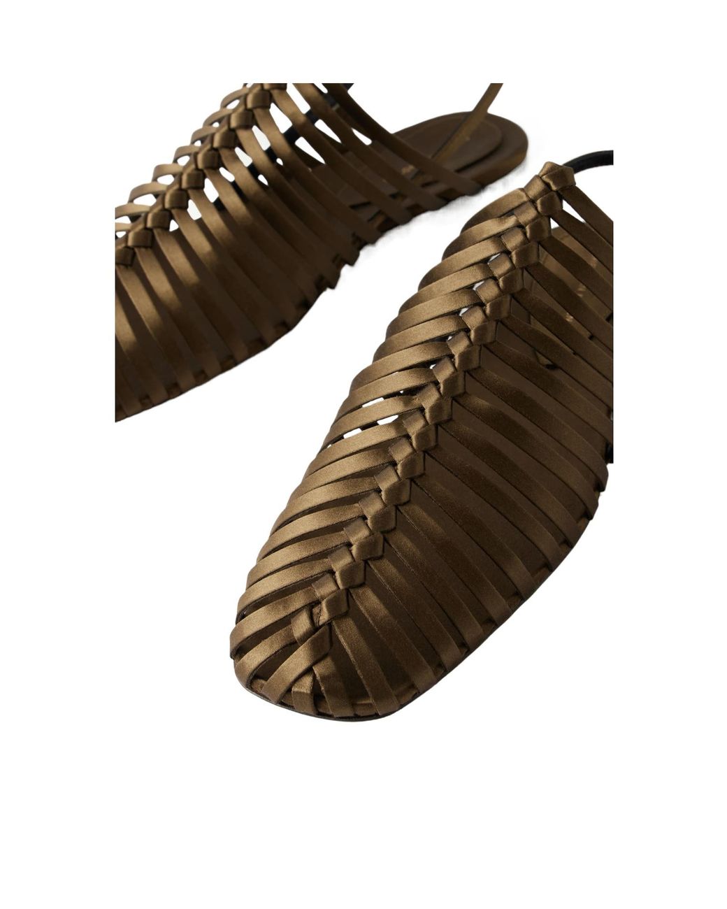 Dries Van Noten Brown Braided Satin Ballet Flats