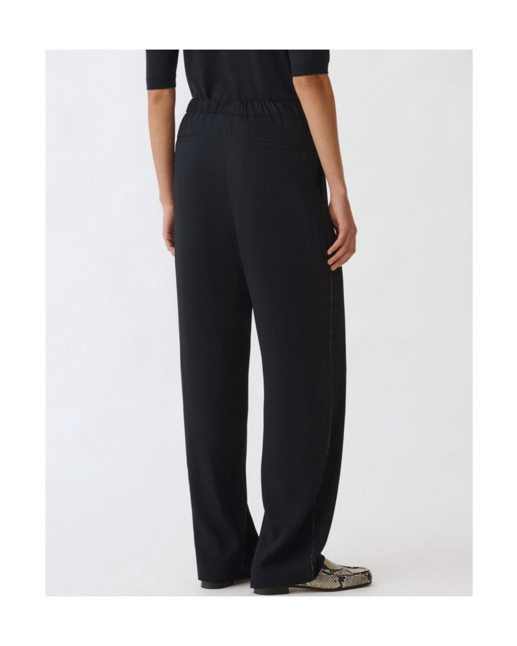 Fabiana Filippi Black Beaded-Trim Trousers