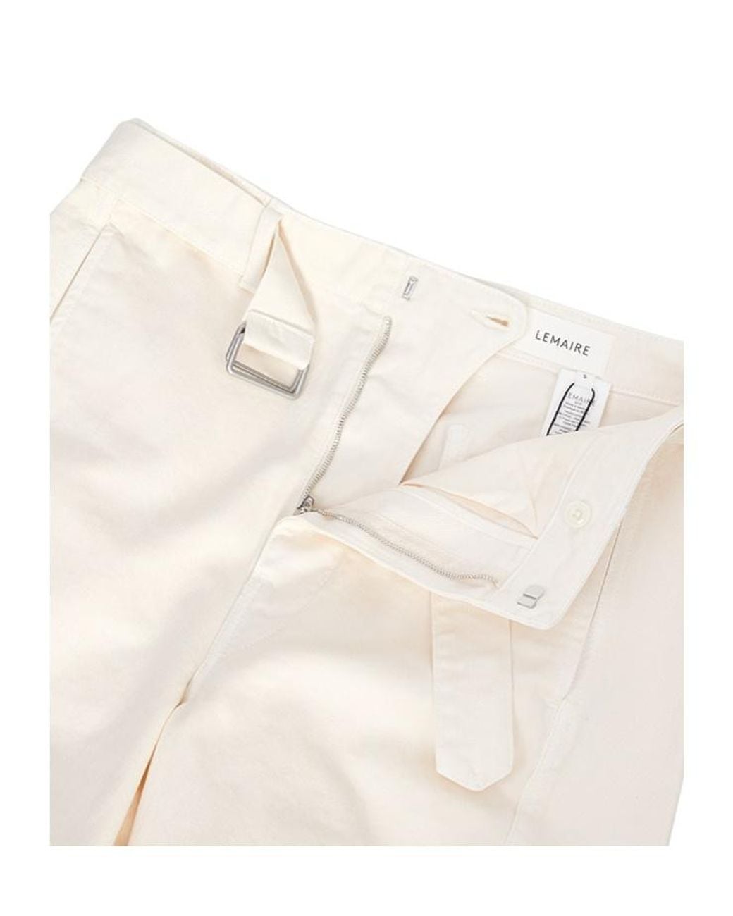 Lemaire White Twisted Belted Straight-Leg Trousers