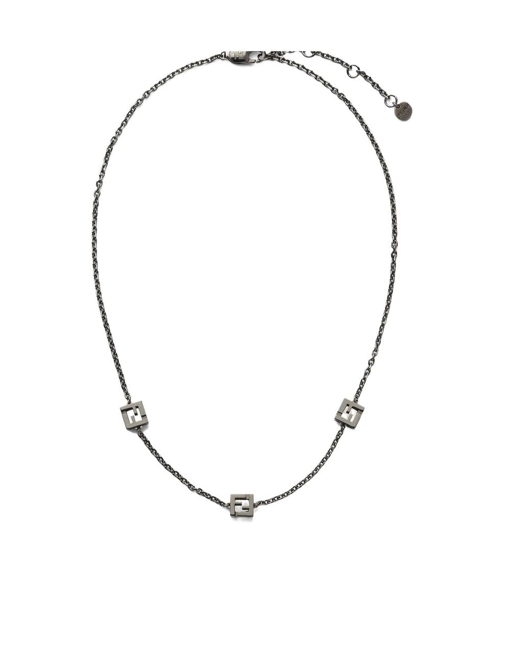 Fendi Metallic Ff Cube Necklace for men
