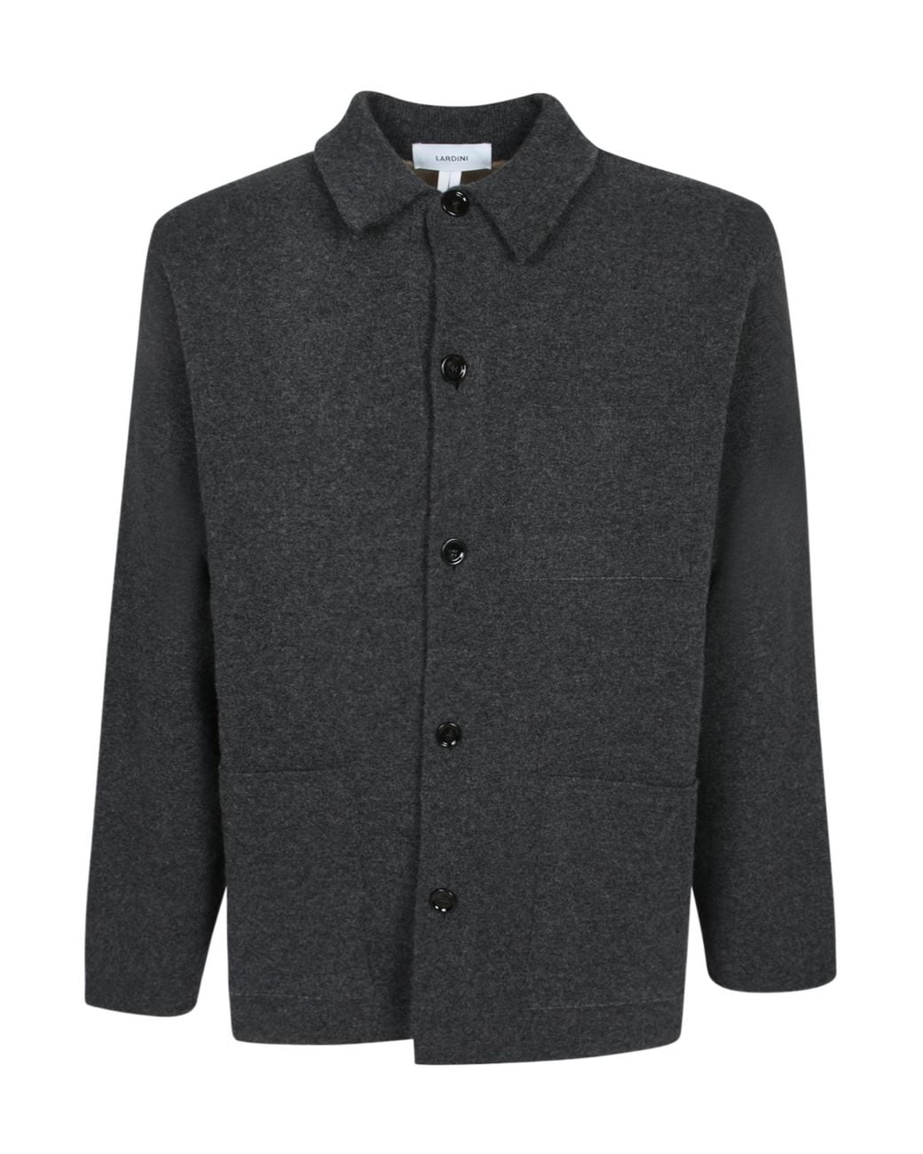 Lardini Black Buttoned Patch-Pocket Cardigan for men