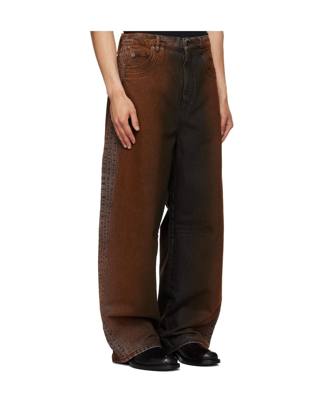Egonlab Brown Oversized Jeans for men