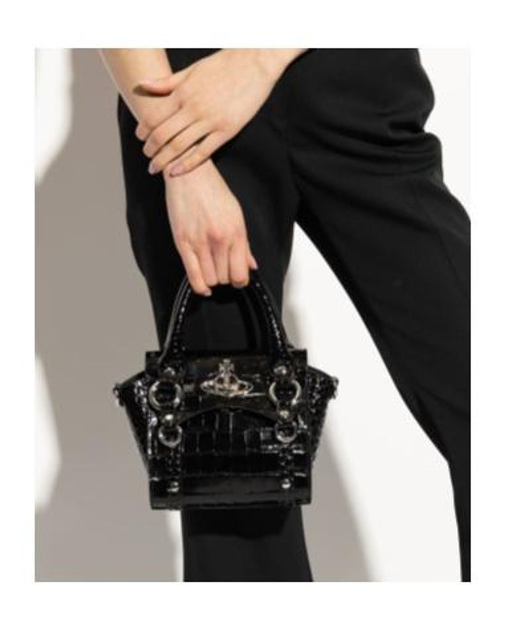 Vivienne Westwood Black Orb Plaque Chained Tote Bag