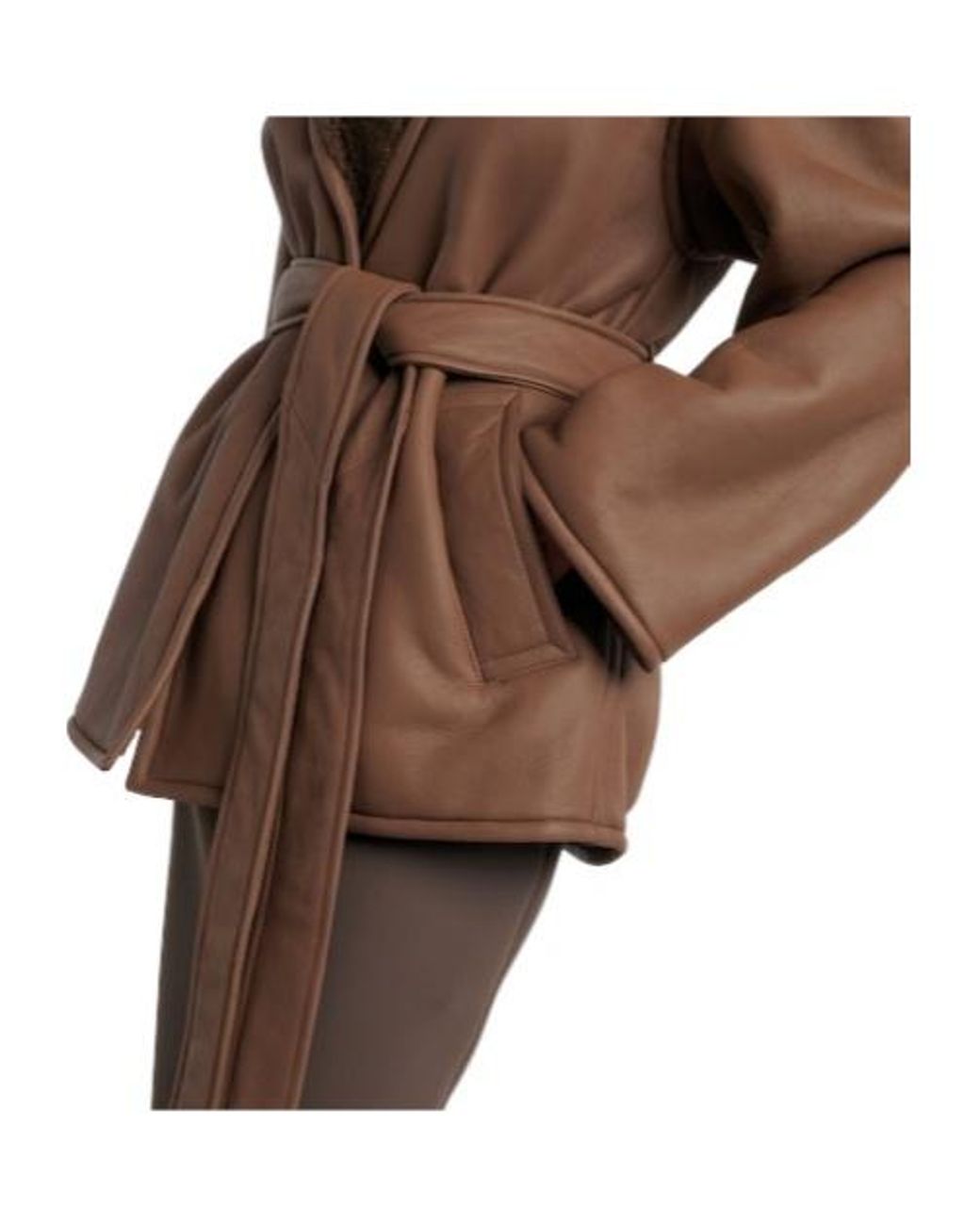 Joseph Brown Shearling-Lined Leather Coat