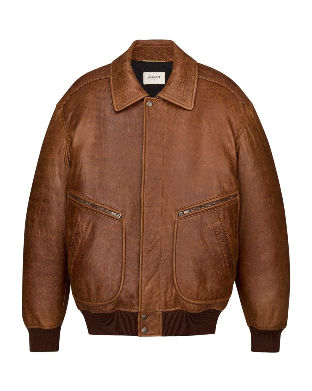 Saint Laurent Brown Padded Bomber Jacket