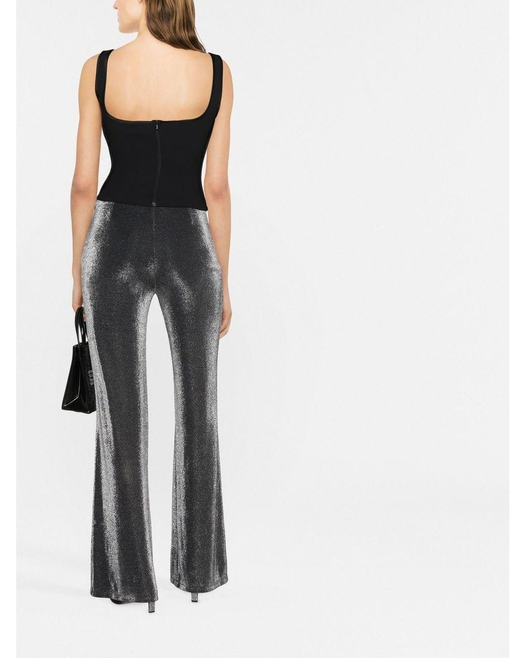 ROTATE BIRGER CHRISTENSEN Black Cut-Out Wide-Leg Pants