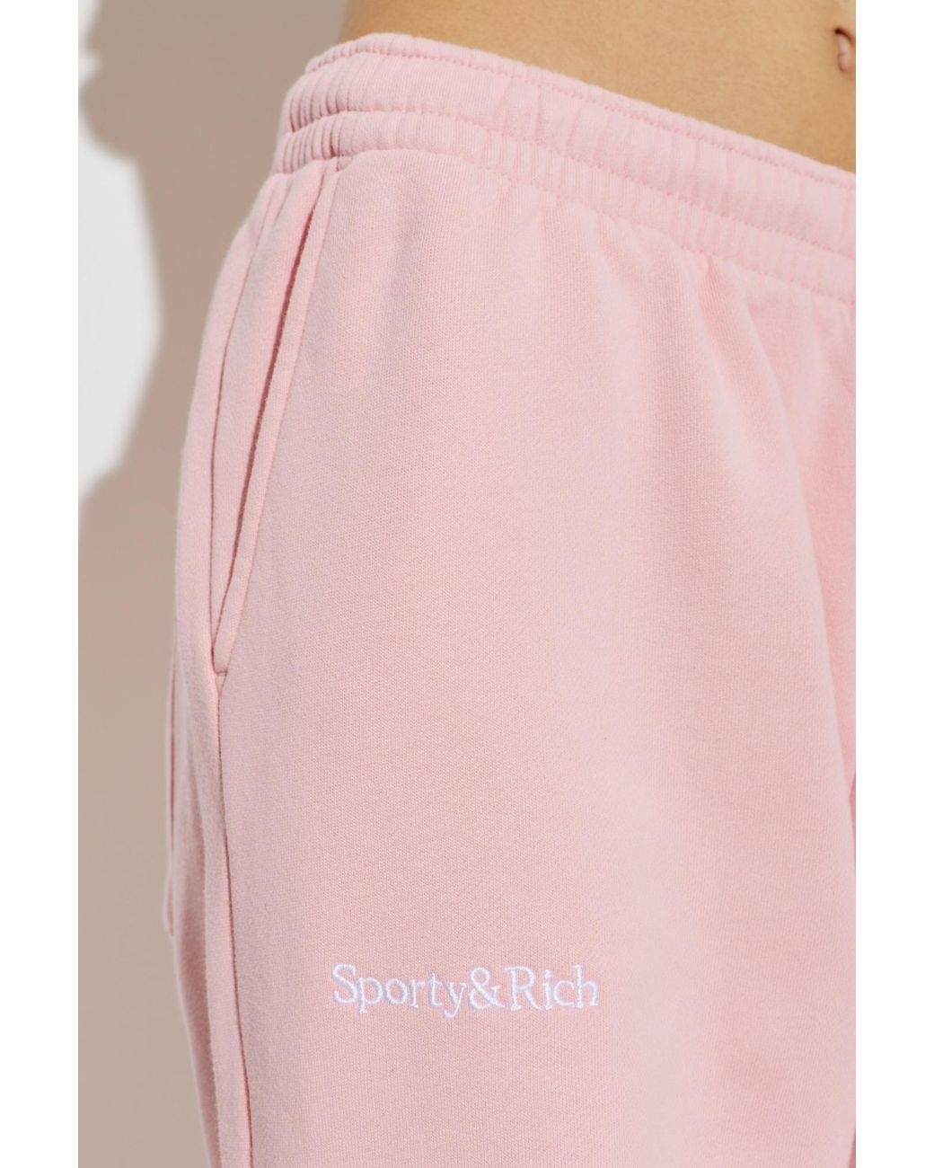Sporty & Rich Pink Elastic-Waist Athletic Pants