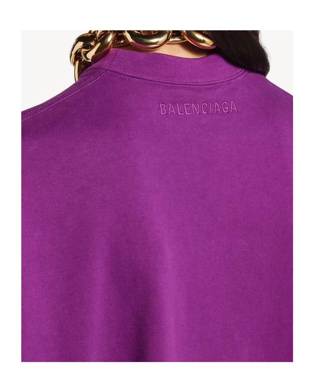 Balenciaga Purple Oversized Mock-Neck T-Shirt