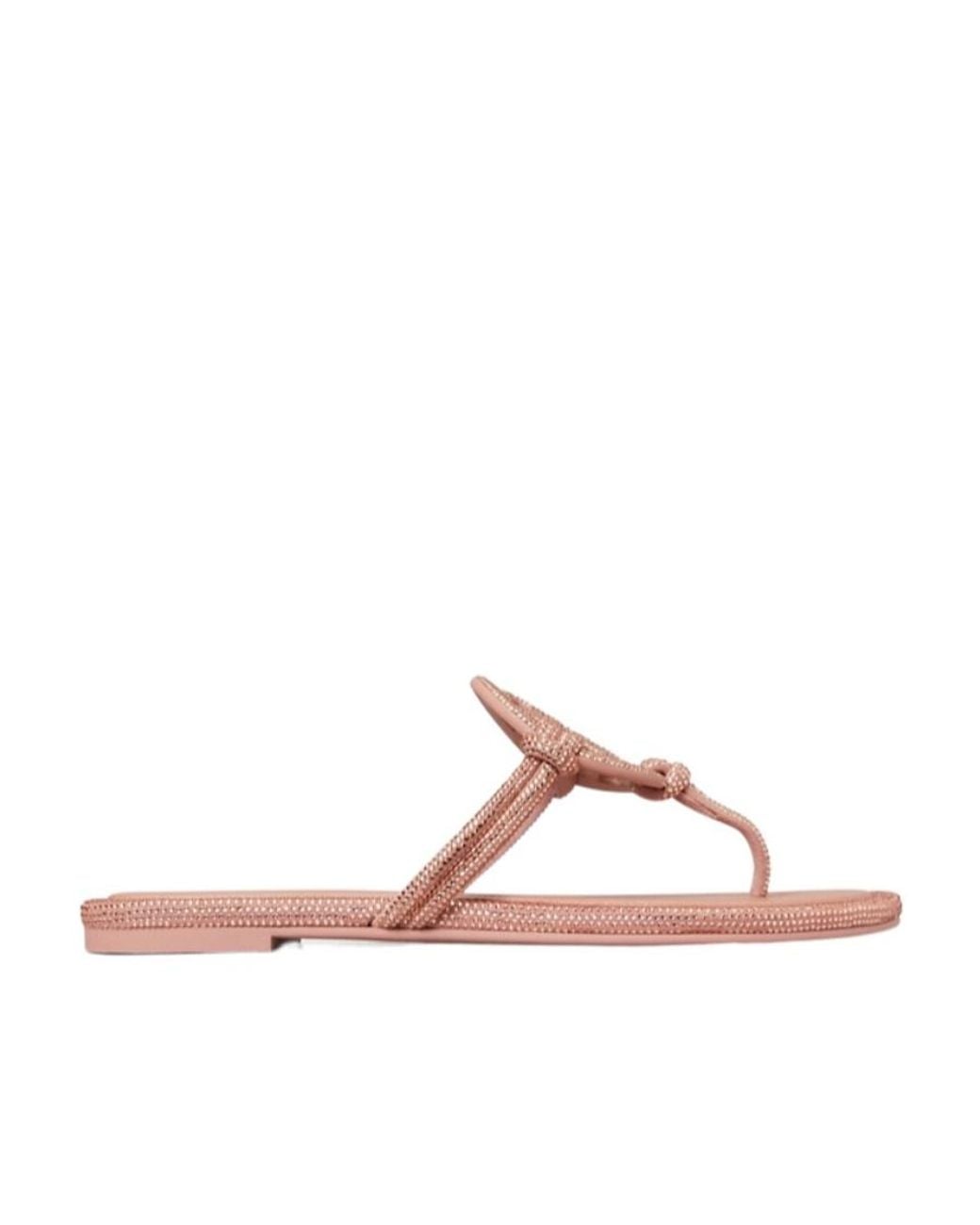 Tory Burch Pink Miller Pavé Crystal-Embellished Thong Slippers