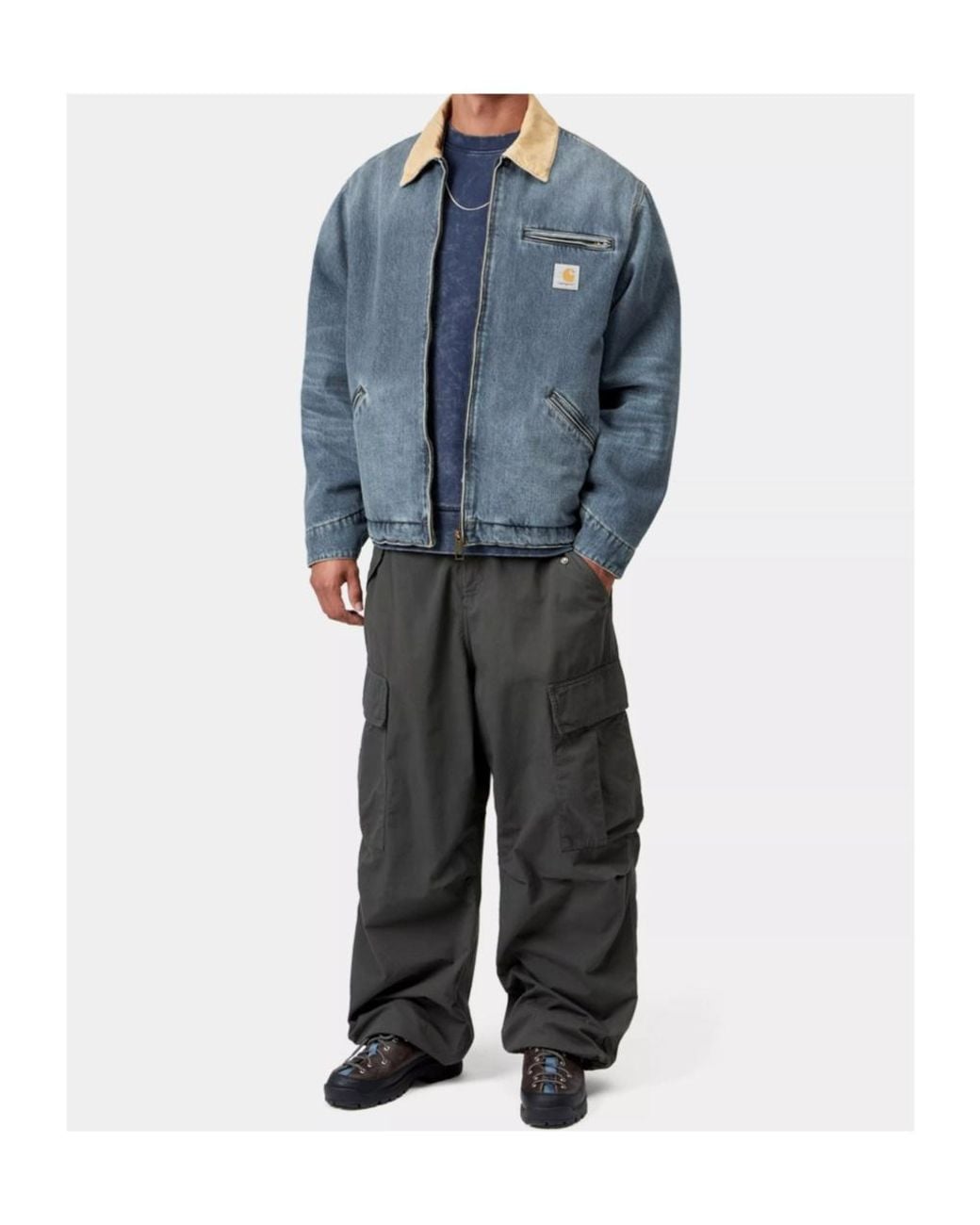 Carhartt Blue Detroit Cord-Collar Denim Jacket for men