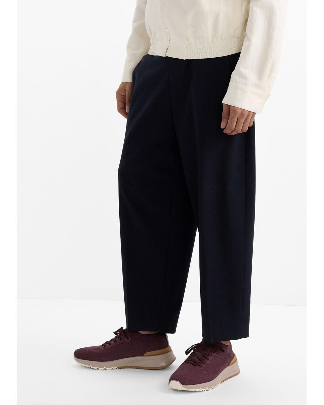 Brunello Cucinelli Brown Knitted Lace-Up Sneakers for men