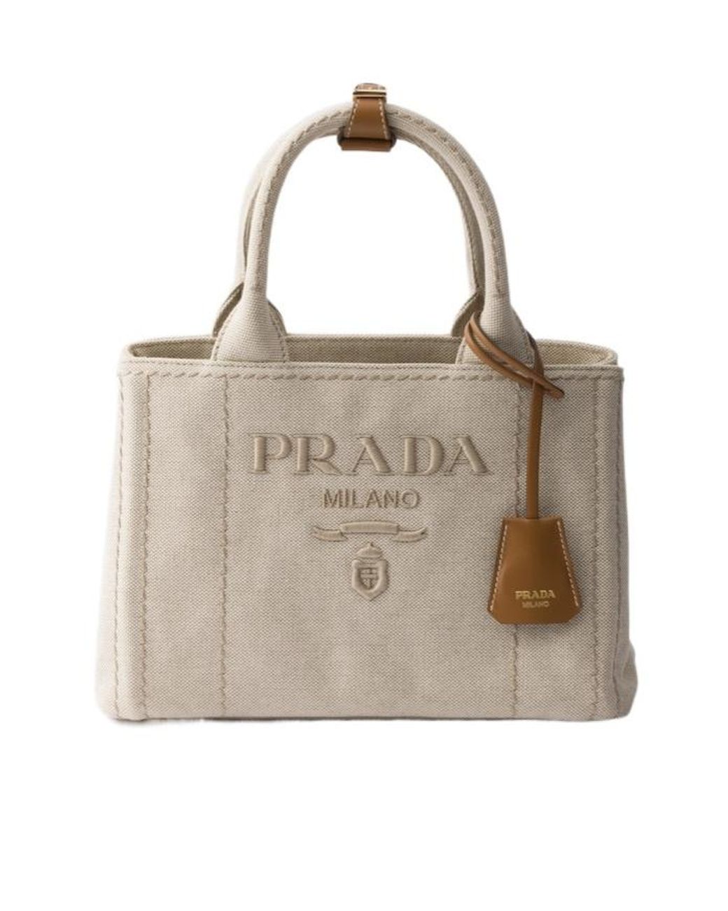 Prada Natural Jardinière Small Cotton Canvas Bag