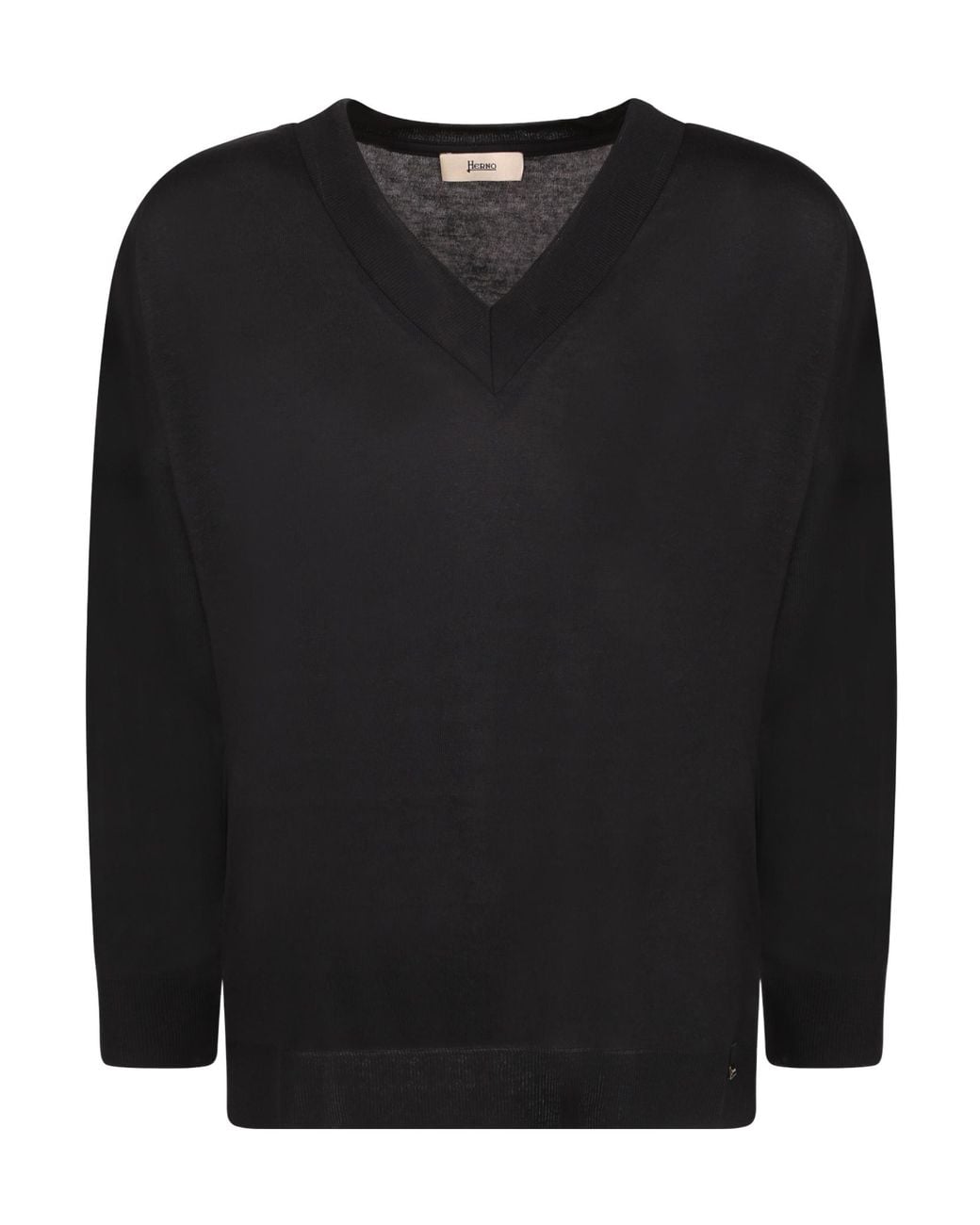 Herno Black V-Neck Knitted Jumper