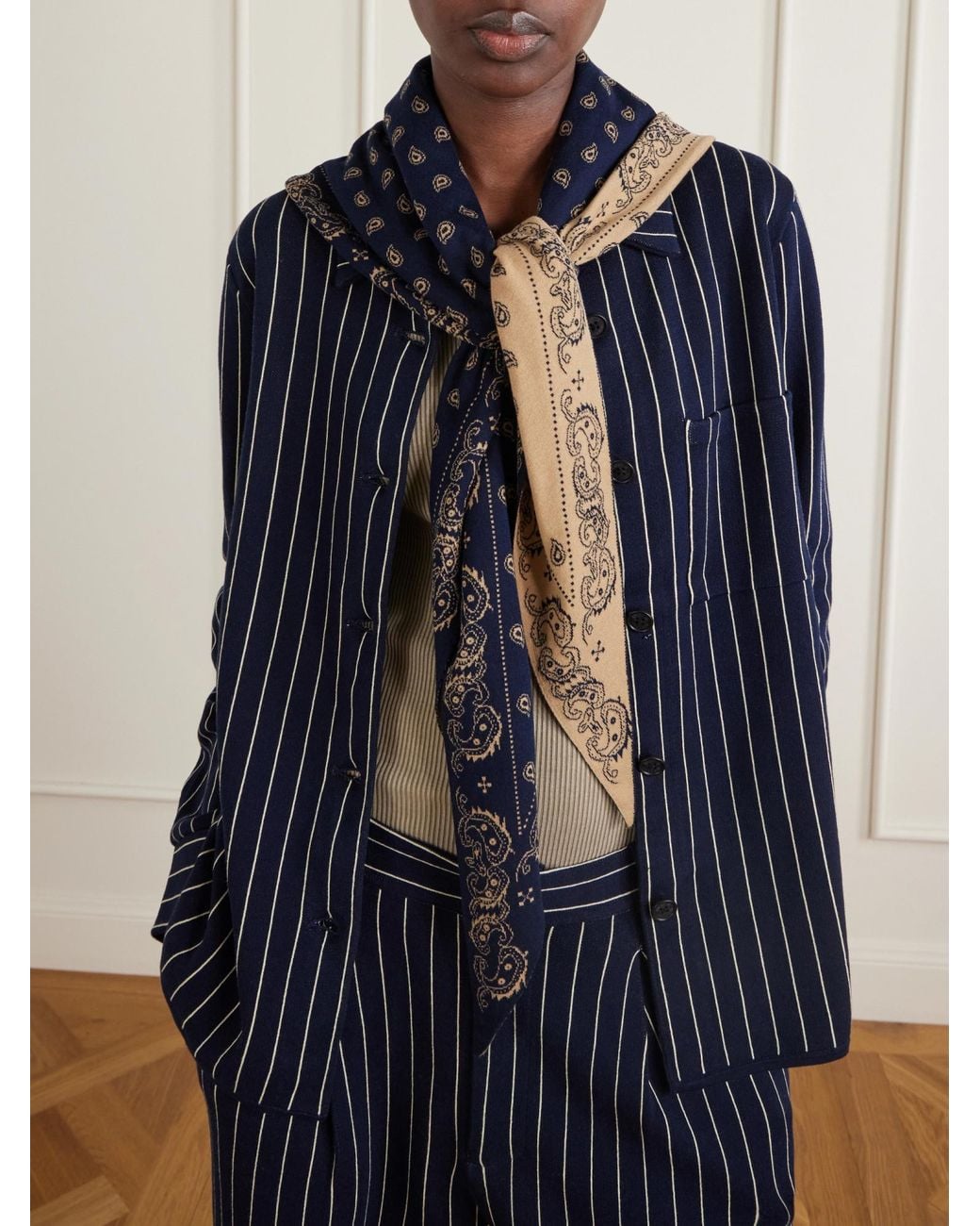 Guest In Residence Blue The Wild Rag Cotton And Silk-Blend Jacquard Scarf