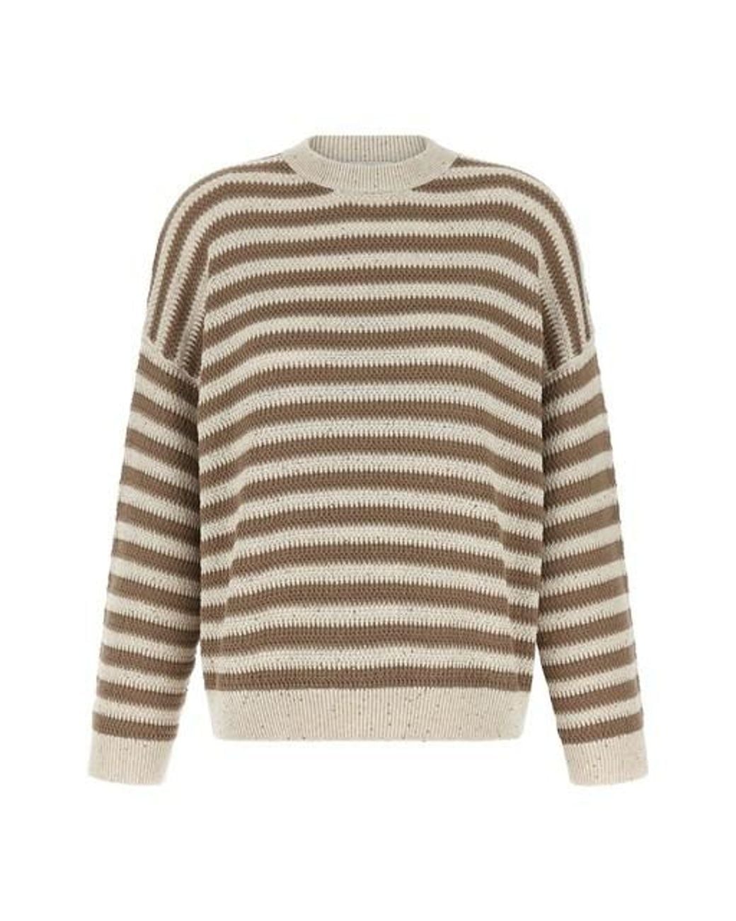 Brunello Cucinelli White Dazzling Striped Sweater