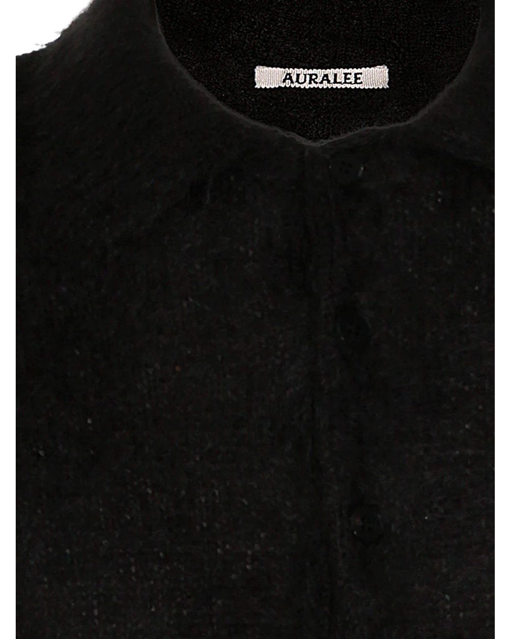 Auralee Black Fuzzy Polo Knitted Sweater for men