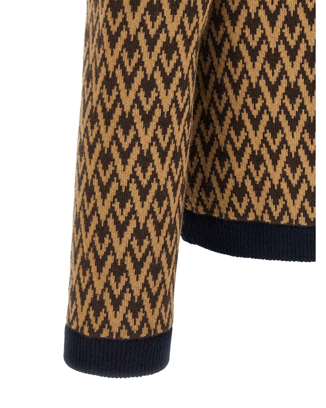 Valentino Brown Toute La V Patterned V-Neck Cardigan for men