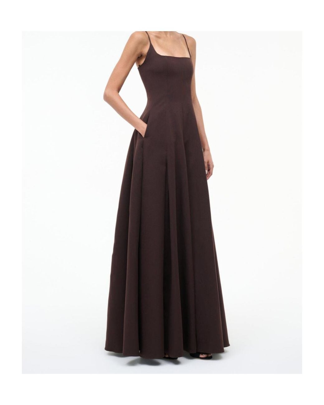Staud Purple Joy Square-Neck Flared Maxi Dress