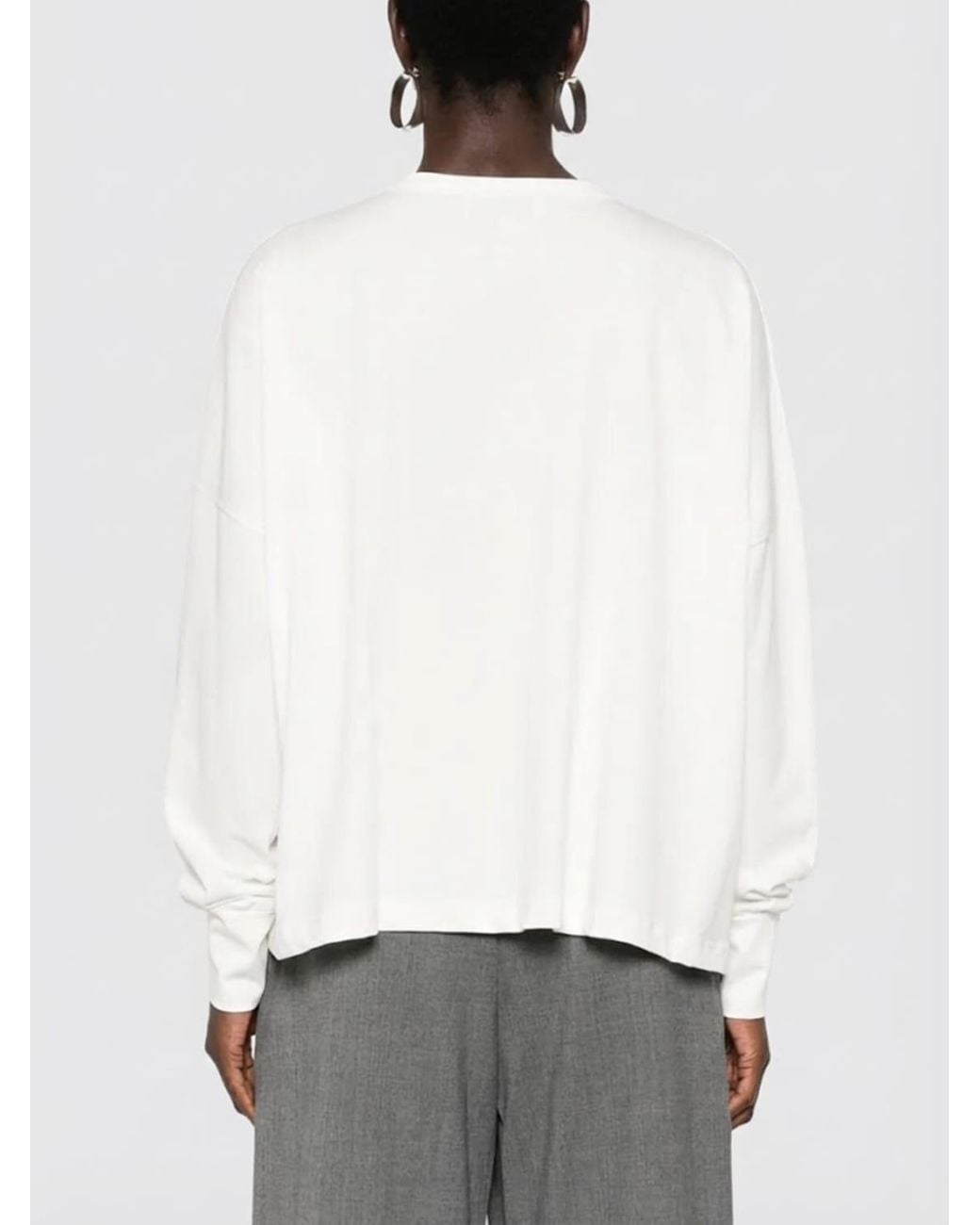 Studio Nicholson White Loop Long Sleeved Crewneck T-Shirt