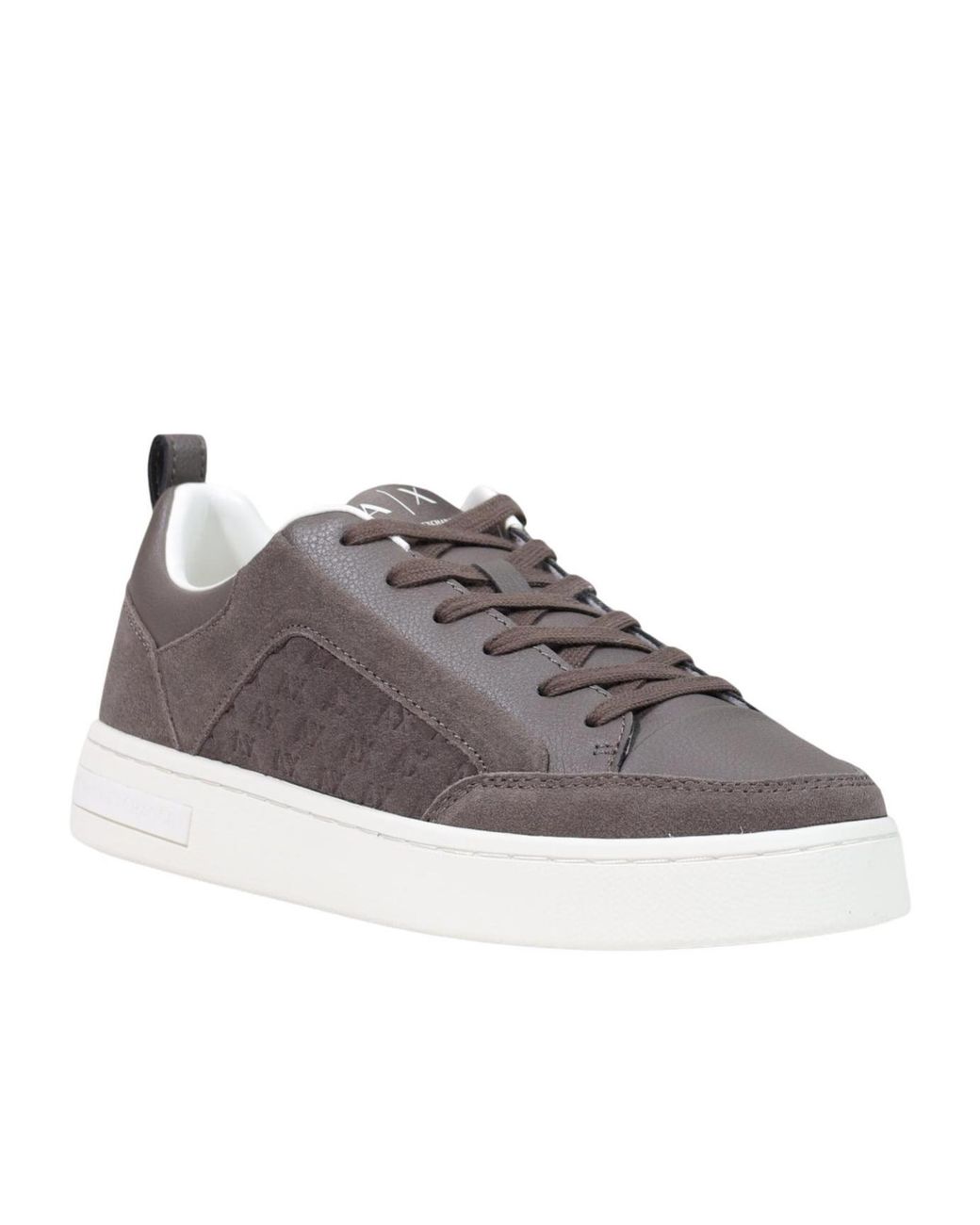 ARMANI EXCHANGE Brown Monogram-Print Panelled Sneakers for men