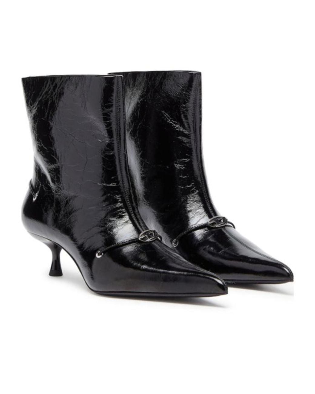 DIESEL Black D Jewels Kitten-Heel Ankle Boots