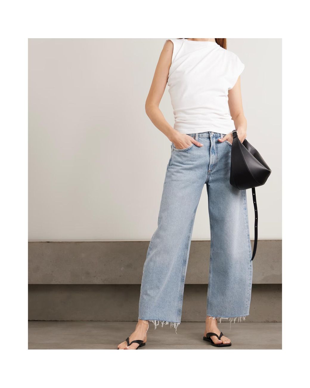 Agolde White Beth Draped T-Shirt