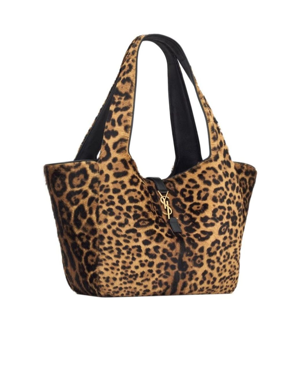 Saint Laurent Brown Le 5 À 7 Leopard Printed Tote Bag