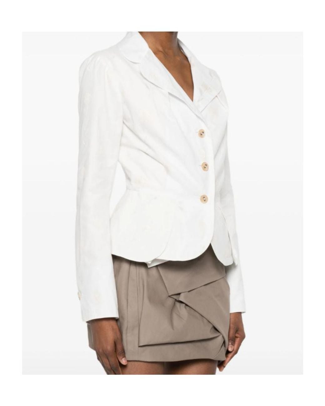 Vivienne Westwood White Embroidered-Flower Button Jacket
