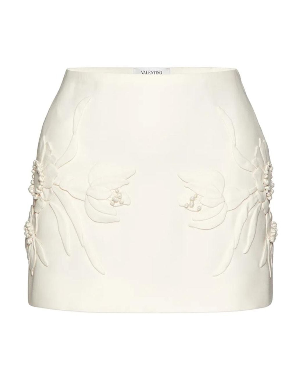 Valentino Natural High Waist Floral Patterned Mini Skirt